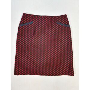 Talbots Wool Blend Skirt Red Polka Dot Career‎ Cocktail Party Size 4 Business